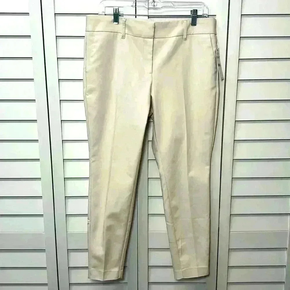 Women's Cropped Dress Pants - Cream Ankle Trousers